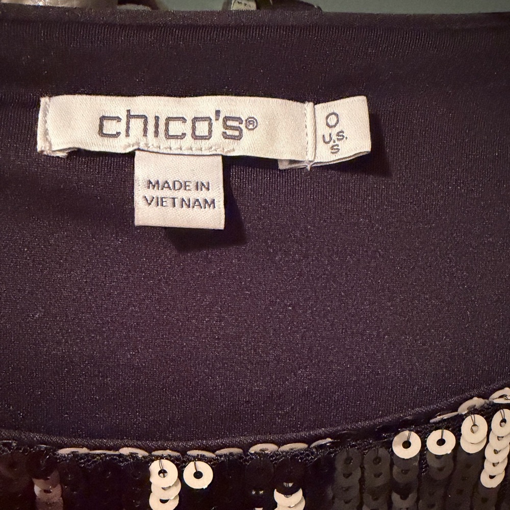 Chico's Black and White Sequin Blouse NWT - Picture 2 of 7